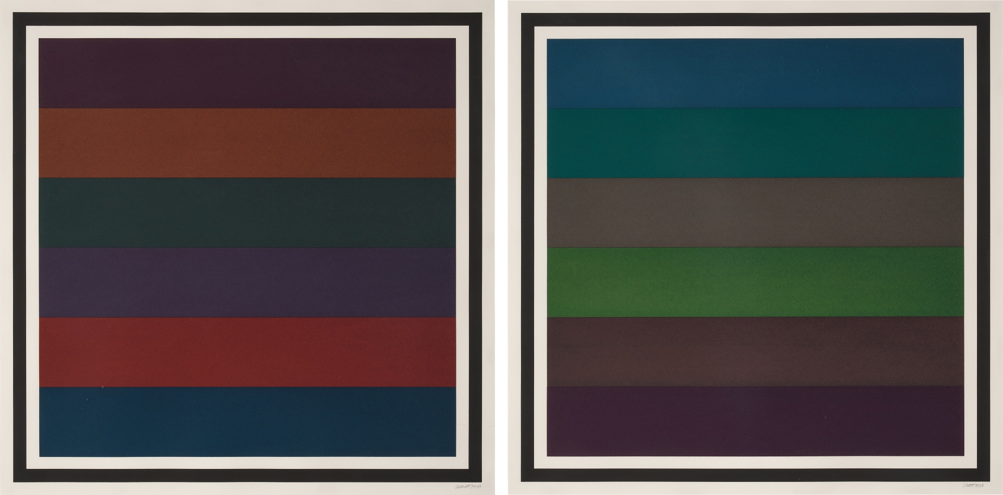 Horizontal Bands, Colors Superimposed Two Prints Contemporary