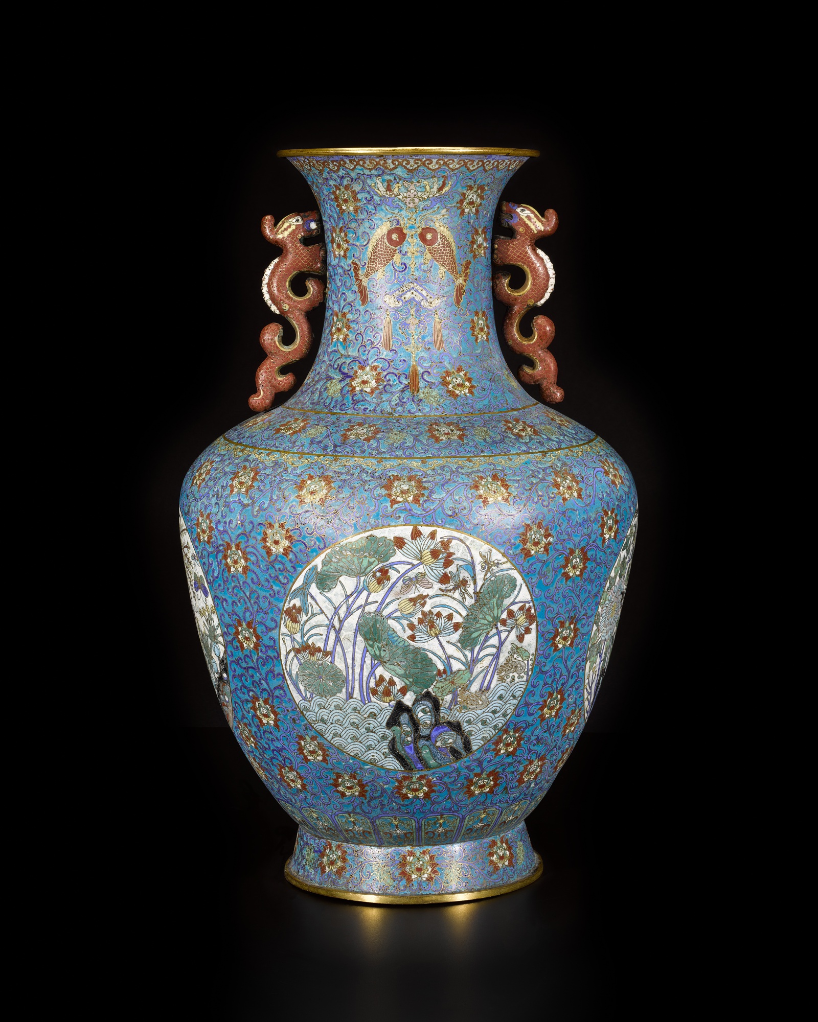 A very large cloisonné enamel 'floral' vase, Qing dynasty, Qianlong