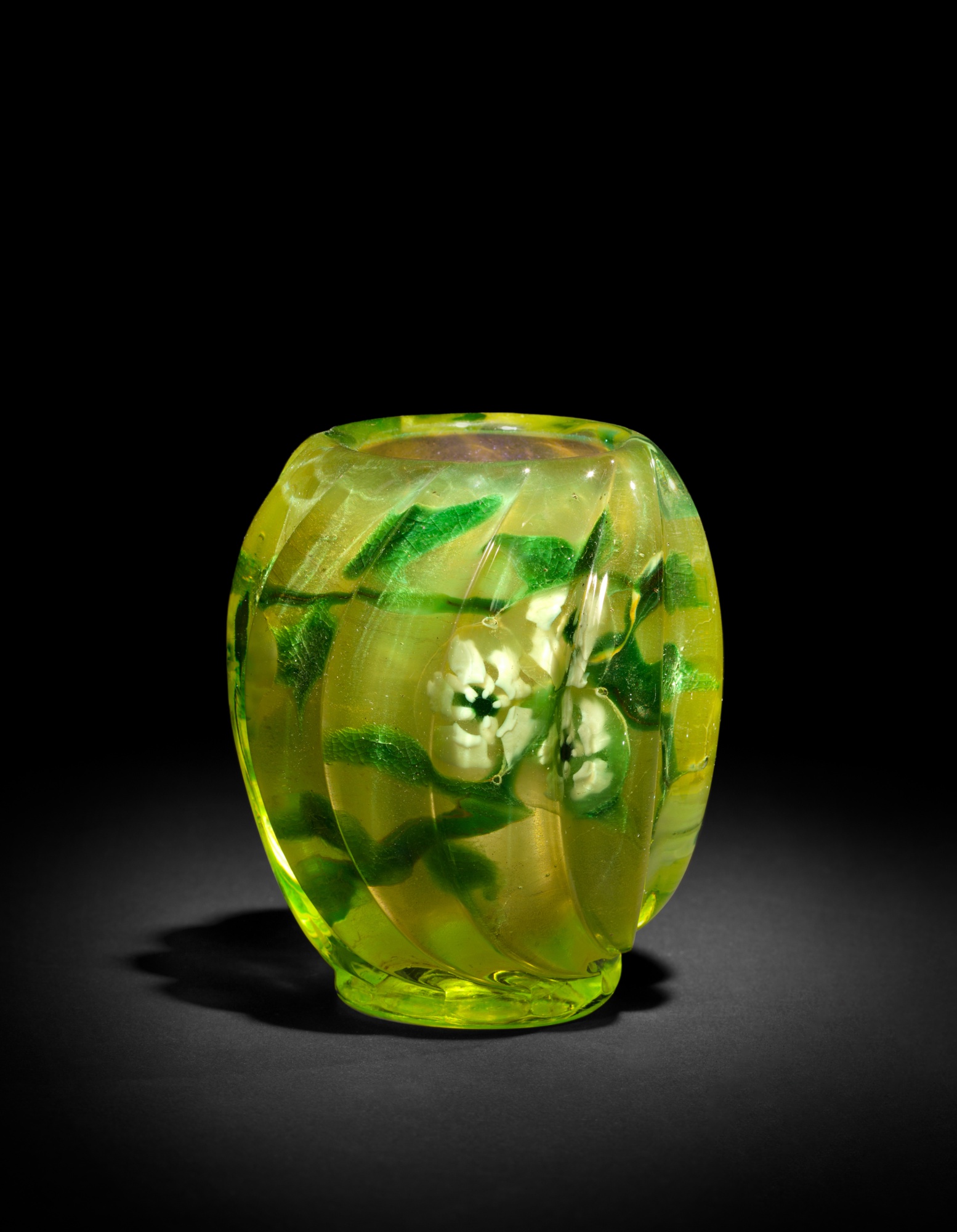 Carved "Dogwood" Paperweight Vase The Doros Collection The Art Glass