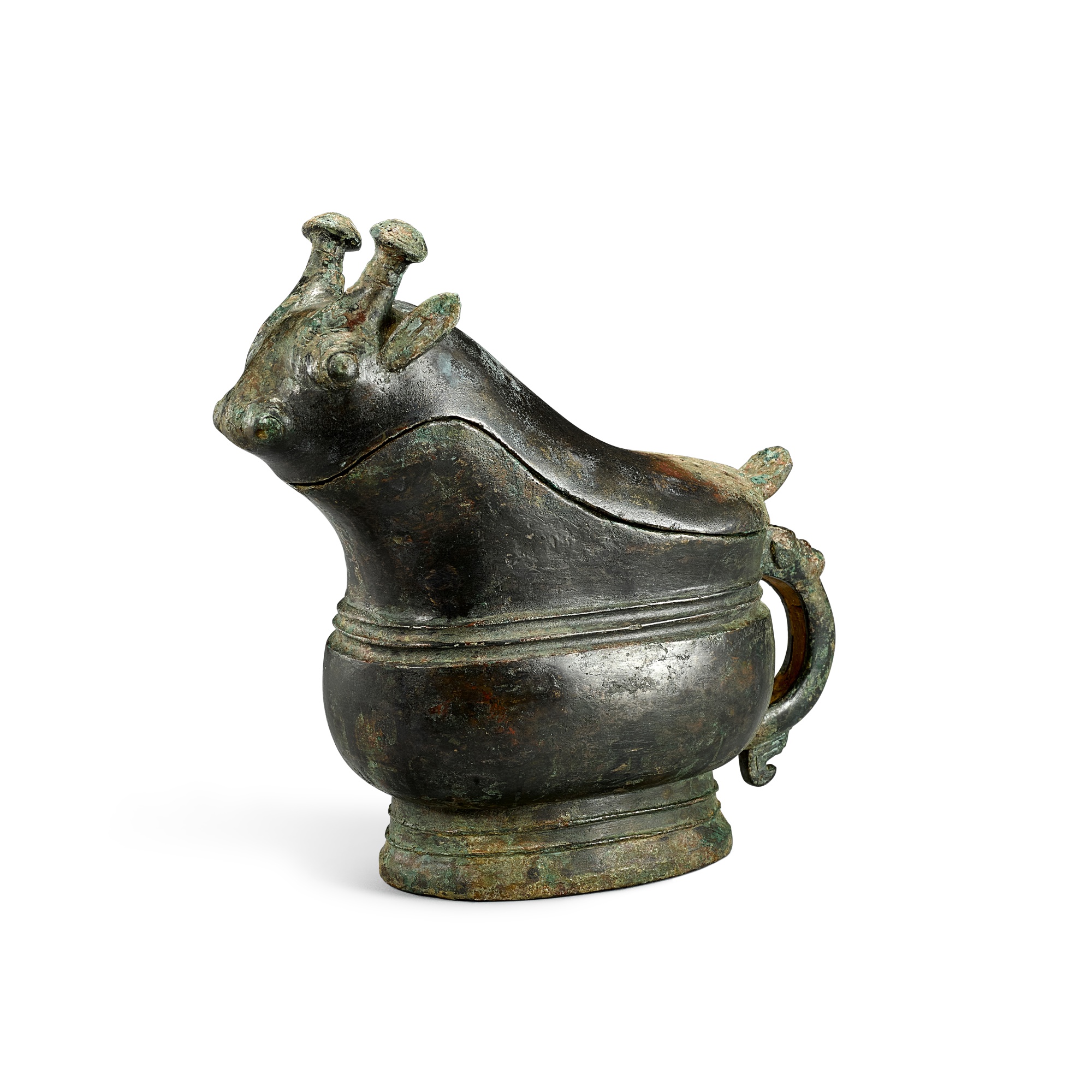 An inscribed bronze 'deer head' ritual wine vessel, Gong, Early Western ...